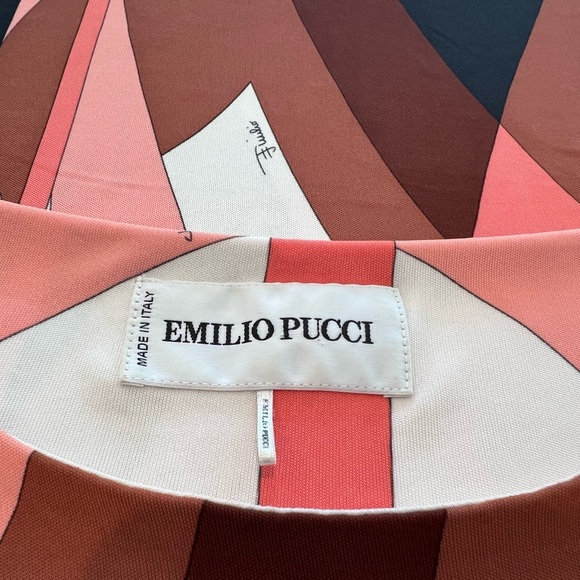 EMILIO PUCCI CORAL MULTI ICONIC PRINT MARILYN STYLE DRESS SIZE IT 40 / US 6 - Picture 12 of 17